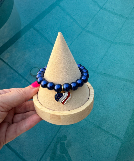 The Heart or Star Patriotic Stretch  Bracelet