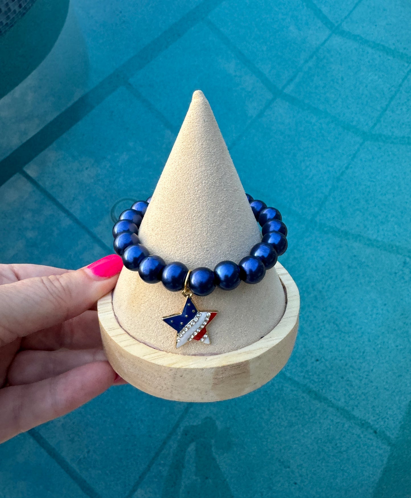 The Heart or Star Patriotic Stretch  Bracelet