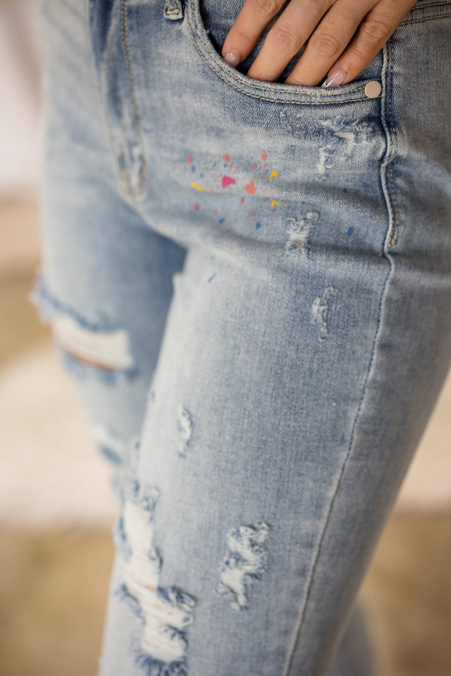 Party Paint Splatter Judy Blue Boyfriend Jeans