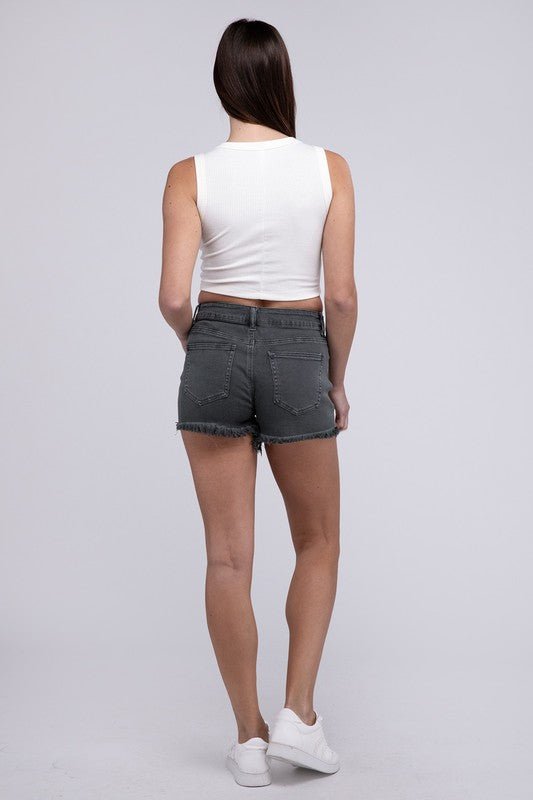 Acid Washed Frayed Cutoff Hem Shorts - Blissful Beyond Soap