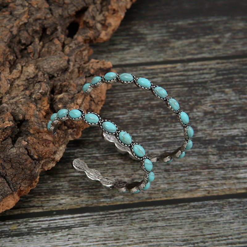 Artificial Turquoise C-Hoop Earrings - Blissful Beyond Soap