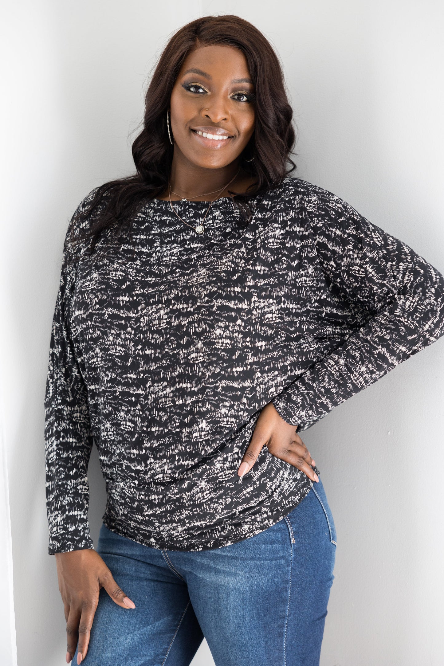 Salt & Pepper Long Sleeve Dolman